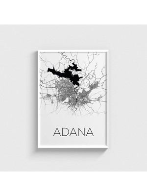 Domirus Adana Şehir Haritası Tablo Çerçeveli Poster Duvar Dekorasyonu
