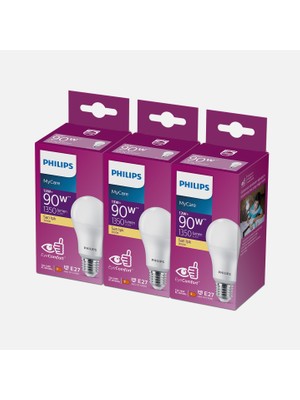 Philips Essential 13-90 W Sarı Klasik E27 Duy 3'lü LED Ampul (2'li Paket)
