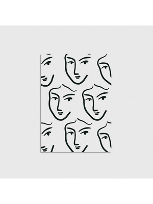 Domirus Line Art Yüzler Poster Çerçevesiz Duvar Dekorasyonu