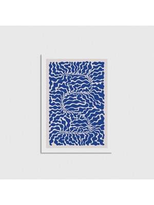 Domirus Mavi Yaprak Desen 3 Poster Çerçevesiz Duvar Dekorasyonu