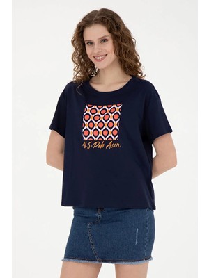 U.S. Polo Assn. Kadın Lacivert Bisiklet Yaka Tişört 50286051-VR033