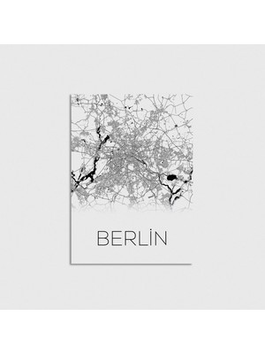 Domirus Berlin Şehir Haritası Poster Çerçevesiz Duvar Dekorasyonu