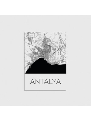 Domirus Antalya Şehir Haritası Poster Çerçevesiz Duvar Dekorasyonu