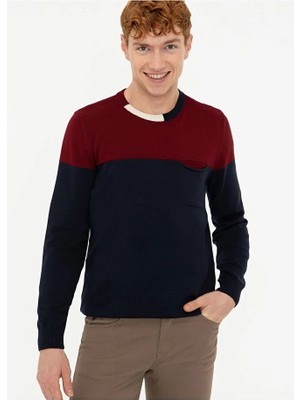 U.S. Polo Assn. Kanbera Bisiklet Yaka Slim Fit Desenli Lacivert Erkek Kazak