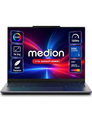 Medion Signium 14 S1 SMD600032 Intel Core 5 120U 16GB 512GB SSD Freedos 14" 120Hz OLED Dizüstü Bilgisayar