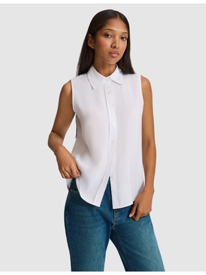 Pierre Cardin Kadın Beyaz Regular Fit Kısa Kollu Gömlek 50328644-VR013