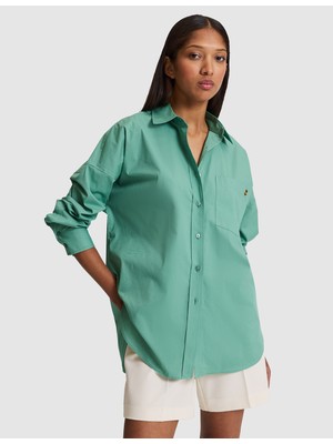 Pierre Cardin Kadın Yeşil Oversize Uzun Kollu Gömlek 50328628-VR054