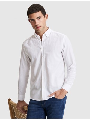 Pierre Cardin Erkek Beyaz Regular Fit Uzun Kollu Gömlek 50320920-VR013