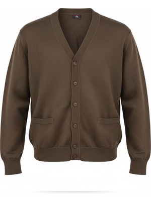 Beyome Erkek %100 Cotton V Yaka Düğmeli Hırka-Süveter Yandan Cepli Triko Günlük Şık Rahat Kesim