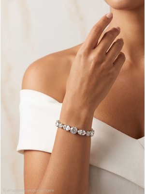 Valmont Accessories Çift Baget Taşlı Kadın Bileklik, Davet ve Gece Kombin