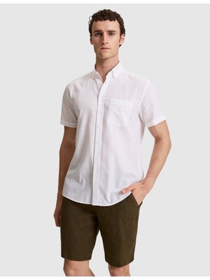 Pierre Cardin Erkek Beyaz Regular Fit Kısa Kollu Gömlek 50320916-VR013
