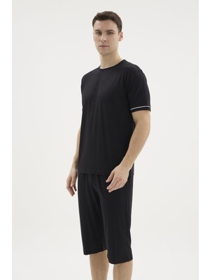 Kly Erkek Kısa Kol Lacivert Kapri Pijama Takımı C1T5N262