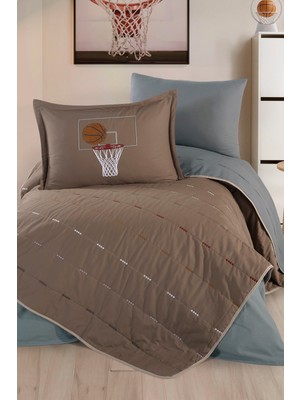 Clasy Ranforce Tek Kişilik Nakışlı Yatak Örtüsü Seti Cool Vibe Hoop V1 Bej