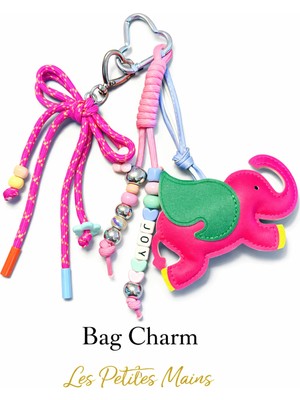 LES PETITES MAINS Pembe Fil Charm | Telefon ve Çanta Süsü, Sevimli Anahtarlık Aksesuarı