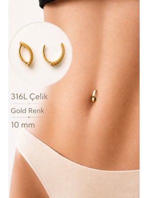 Sacce Scarves & Accessories 316 L Çelik Yarım Halka Göbek Piercingi Düz Minimal Tasarımlı