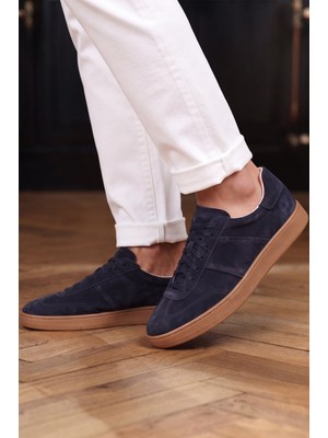 Shoetyle - Hakiki Süet Deri Lacivert Renk Erkek Sneaker - 666-SH-10-129