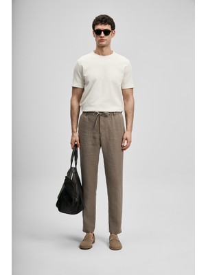 Lufian Karl Smart Erkek Chino Pantolon Slim Fit Toprak