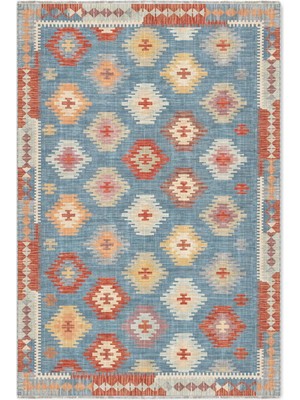 Pastel Home Mavi Anadolu Tasarım Şönil Halı Kilim Yolluk Kaymaz Yıkanabilir Salon Mutfak Koridor