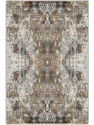 Pastel Home Kahverengi Tasarım Şönil Halı Kilim Yolluk Kaymaz Saçaklı Yıkanabilir Salon Mutfak Koridor