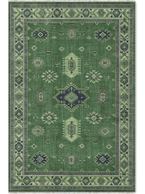 Pastel Home Vintage Yeşil Şönil Halı Kilim Yolluk Kaymaz Yıkanabilir Kendinden Saçaklı Mutfak Koridor Balkon