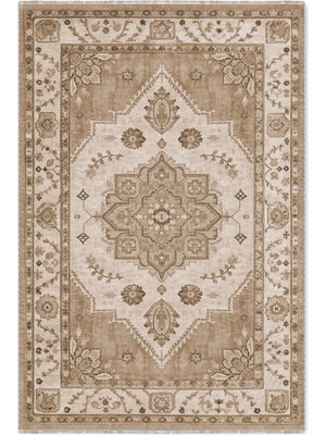 Pastel Home Retro Vizon Bej Şönil Halı Kilim Yolluk Kaymaz Yıkanabilir Mutfak Salon Koridor