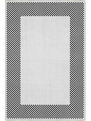 Pastel Home Modern Tasarım Gri Siyah Çerçeveli Şönil Halı Kilim Yolluk Kaymaz Yıkanabilir Mutfak Koridor
