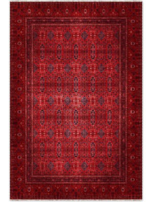 Pastel Home Tasarım Bordo Kırmızı Afgan Türkmen Şönil Halı Kilim Yolluk Kaymaz Yıkanabilir Salon Mutfak Koridor
