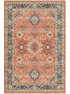 Pastel Home Retro Terracota Turuncu Şönil Halı Kilim Yolluk Kaymaz Yıkanabilir Mutfak Salon Koridor