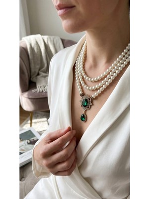 Black Diamond Kristal Taşlı İnci Kolye
