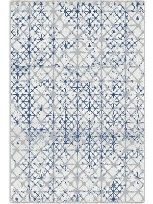 Pastel Home Tasarım Şönil Halı Kilim Yolluk Kaymaz Kendinden Saçaklı Yıkanabilir Mavi Gri Mutfak Salon Koridor