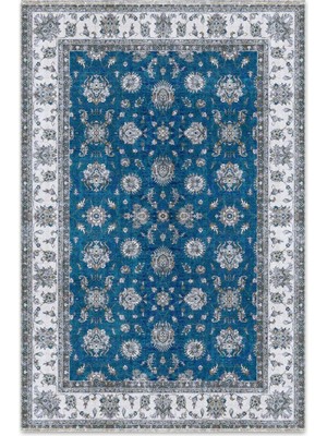 Pastel Home Mavi Klasik Şönil Halı Kilim Yolluk Yıkanabilir Kaymaz Oturma Odası Salon Mutfak Halısı