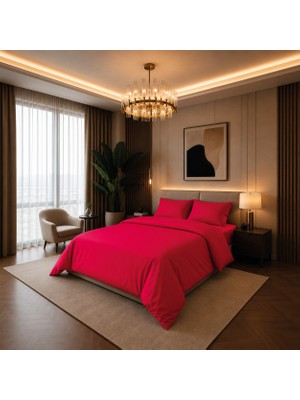 Karden Flower Aurelia Pure Kırmızı %100 Pamuk Saten Tek Kişilik Nevresim Takımı