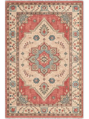 Pastel Home Retro Terracota Yeşil Şönil Halı Kilim Yolluk Kaymaz Yıkanabilir Mutfak Salon Koridor