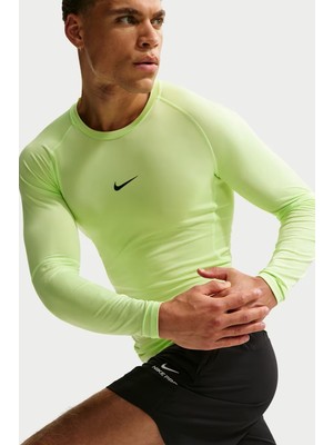 Nike Pro Dri Fit Tight Top Mens Ls Uzun Kollu Erkek Antreman Sweatshirt Yeşil