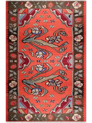 Pastel Home Pembe Kırmızı Eskitme Nostalji Anadolu Kilim Şönil Halı Yolluk Kaymaz Saçaklı Yıkanabilir