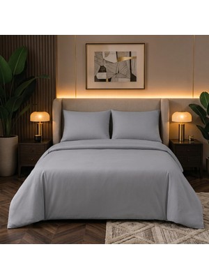 Karden Flower Aurelia Pure Gri %100 Pamuk Saten Çift Kişilik Nevresim Takımı