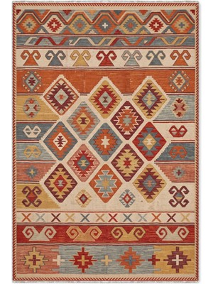 Pastel Home Renkli Anadolu Kilim Şönil Halı Yolluk Kaymaz Yıkanabilir Salon Mutfak Koridor