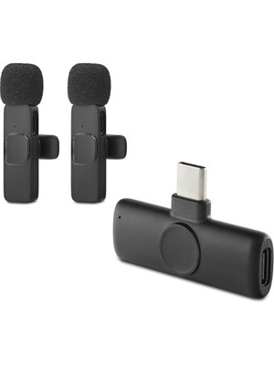 Skygo Kablosuz Çiftli Yaka Mikrofon Seti Type-C Siyah HDX2789
