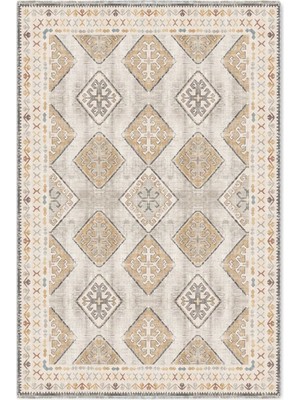 Pastel Home Bej Tasarım Şönil Halı Kilim Yolluk Kaymaz Yıkanabilir Salon Mutfak Koridor