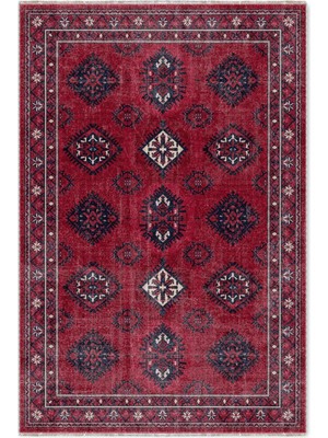 Pastel Home Bordo Vişne Eskitme Şönil Halı Kilim Yolluk Kaymaz Yıkanabilir Salon Mutfak Koridor