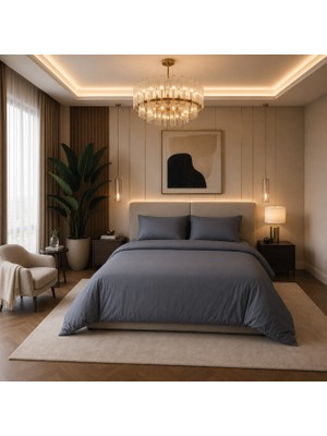 Karden Flower Aurelia Pure Antrasit %100 Pamuk Saten Tek Kişilik Nevresim Takımı