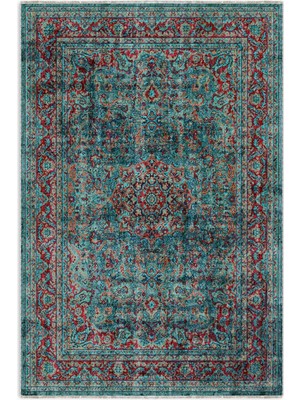 Pastel Home Vintage Yeşil Şönil Halı Kilim Yolluk Kaymaz Yıkabanilir Saçaklı Salon Mutfak Koridor