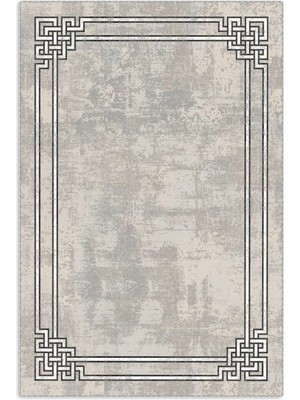 Pastel Home Siyah Çerçeveli Gri Şönil Halı Kilim Yolluk Kaymaz Saçaklı Yıkanabilir Koridor Mutfak Salon