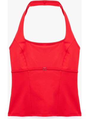 Koton Toka Detaylı Slim Fit Kolsuz Halter Yaka Bluz