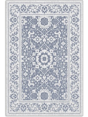 Pastel Home Kaşmir Doku Yumuşak Kaymaz Pamuk Taban Oturma Odası Salon Mutfak Koridor Çocuk Açık Mavi Halı Kilim