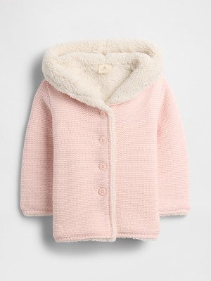 Gap Bebek Pembe Sherpa Astarlı Kapüşonlu Hırka