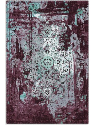 Pastel Home Saçaklı Şönil Pamuk Dekoratif Halı Kilim Yolluk Mor Mint Yeşili Kaymaz Yıkanabilir