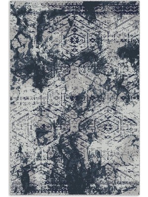 Pastel Home Abstract Mavi Şönil Halı Kilim Kaymaz Yıkanabilir Saçaklı Salon Oturma Odası Mutfa Koridor