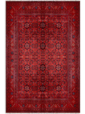 Pastel Home Bordo Kırmızı Afgan Türkmen Şönil Halı Kilim Yolluk Yıkanabilir Kaymaz Taban Salon Mutfak Saçaklı