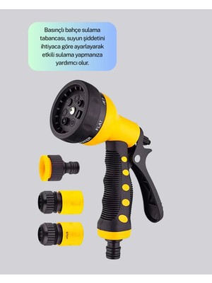 Mey Ithalat® 8 Fonksiyonlu Bahçe Sulama Tabancası Seti Çok Amaçlı Hortum Ucu